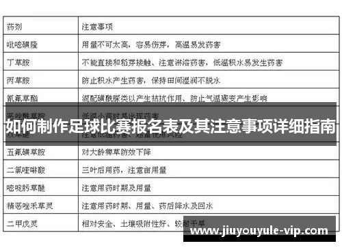如何制作足球比赛报名表及其注意事项详细指南